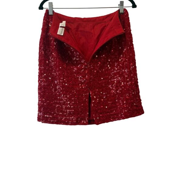 Newport News Easy Style Sequins Red Short Skirt Size 6 Back Zipper and Slit - Picture 3 of 6
